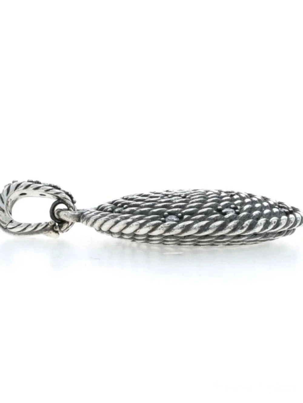 David Yurman Midnight Melange Cable Coil Medium Dia Pendant Enhancer Ster .22ctw